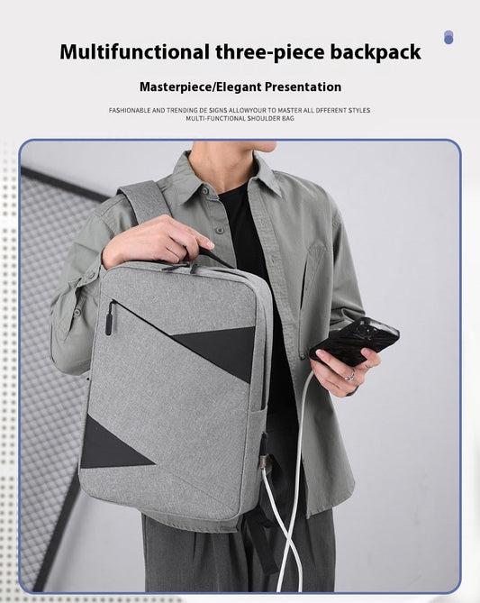 New Business Commute Business Trip Computer Backpack Men's Three-piece Set