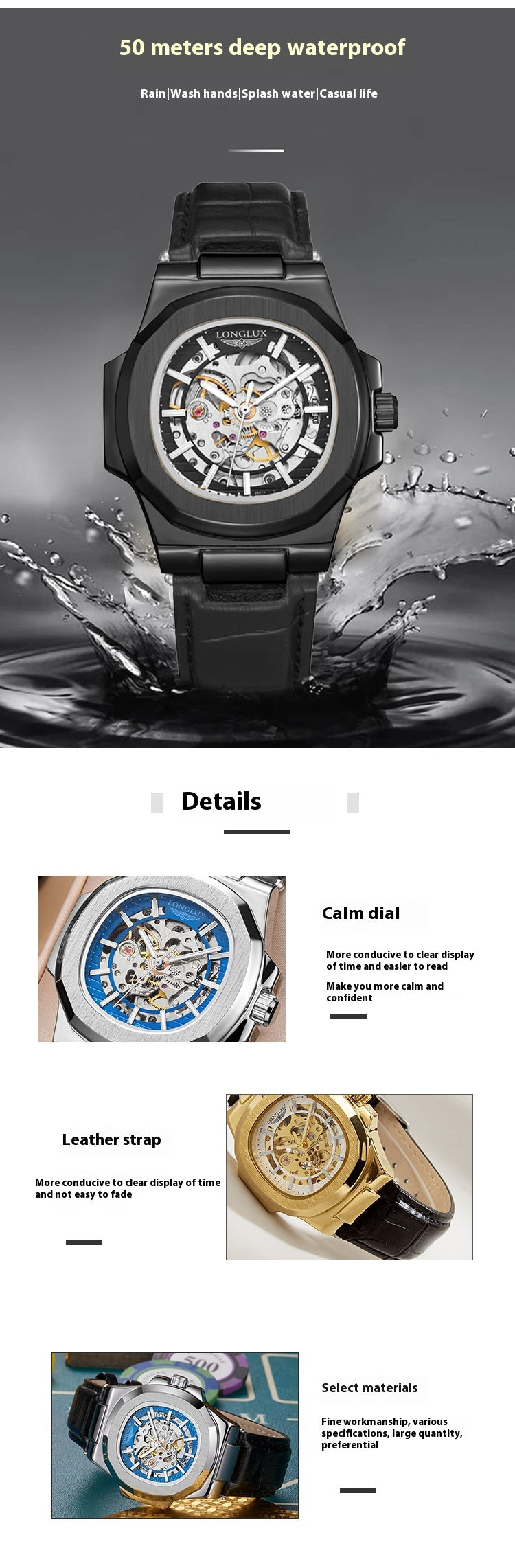 Barrel-shaped Belt Men's Waterproof Mechanical Watch
