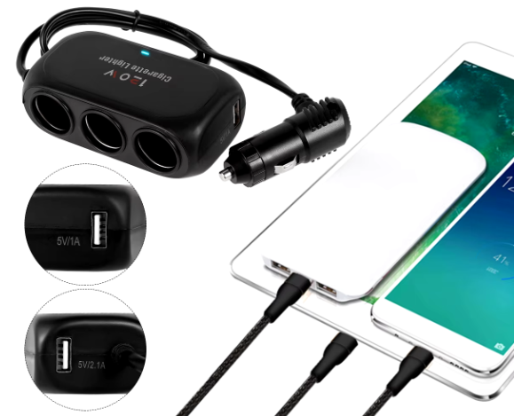 3-Port Fast USB Car Charger: Power Up Anywhere