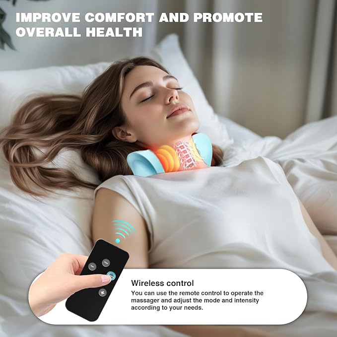 🔥Smart EMS Neck Massager for Pain Relief – Electric Pulse Massage with Heat & Vibration💆‍♂️✨